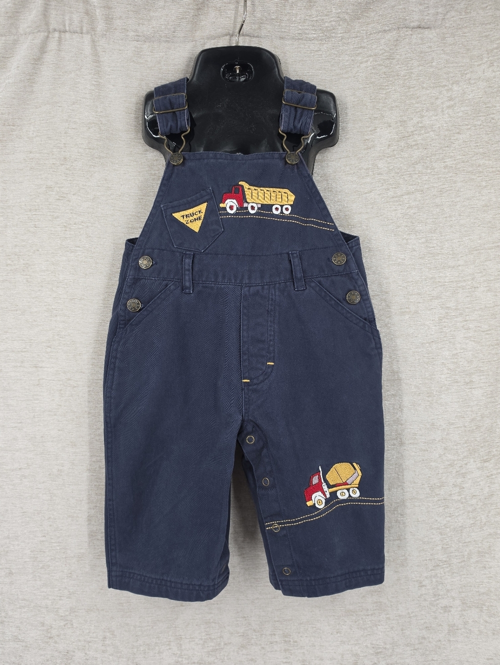 Y2K Navy Infant Dump  Truck Embroidered Overalls Cotton